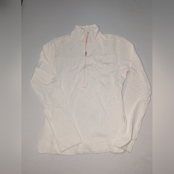 Lucy Tech Activewear XS Textured White Mock Neck 1/2 Zip Pullover Outerware New - Picture 1 of 7